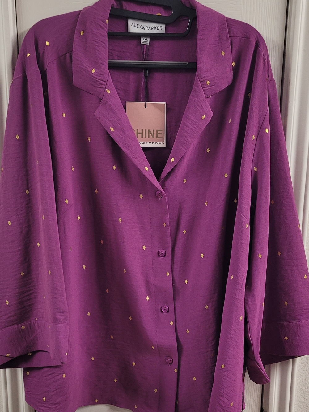 Akex & Parker Purple Button-Down Shirt with Gold Dot Detail
